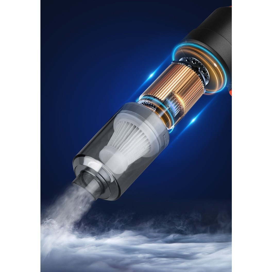Aspirator Portabil fara Fir, , Tip Pistol 2 in 1, Suflare si Aspirare, Incarcare USB, Pentru Casa si Masina, Autonomie 30 min, Negru - imagine 4