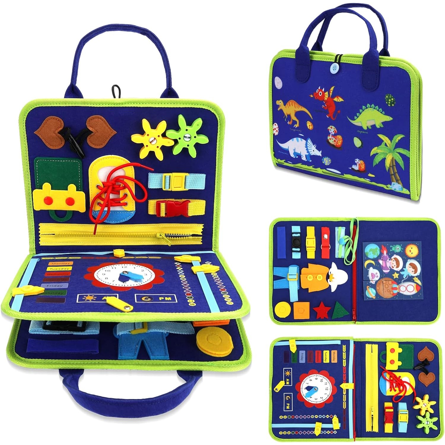 Carte Senzoriala Educativa Montessori, , Dezvoltare Abilitati Motorii, 3 Pagini, Model Alfabet, 28x25x4 cm, Albastru