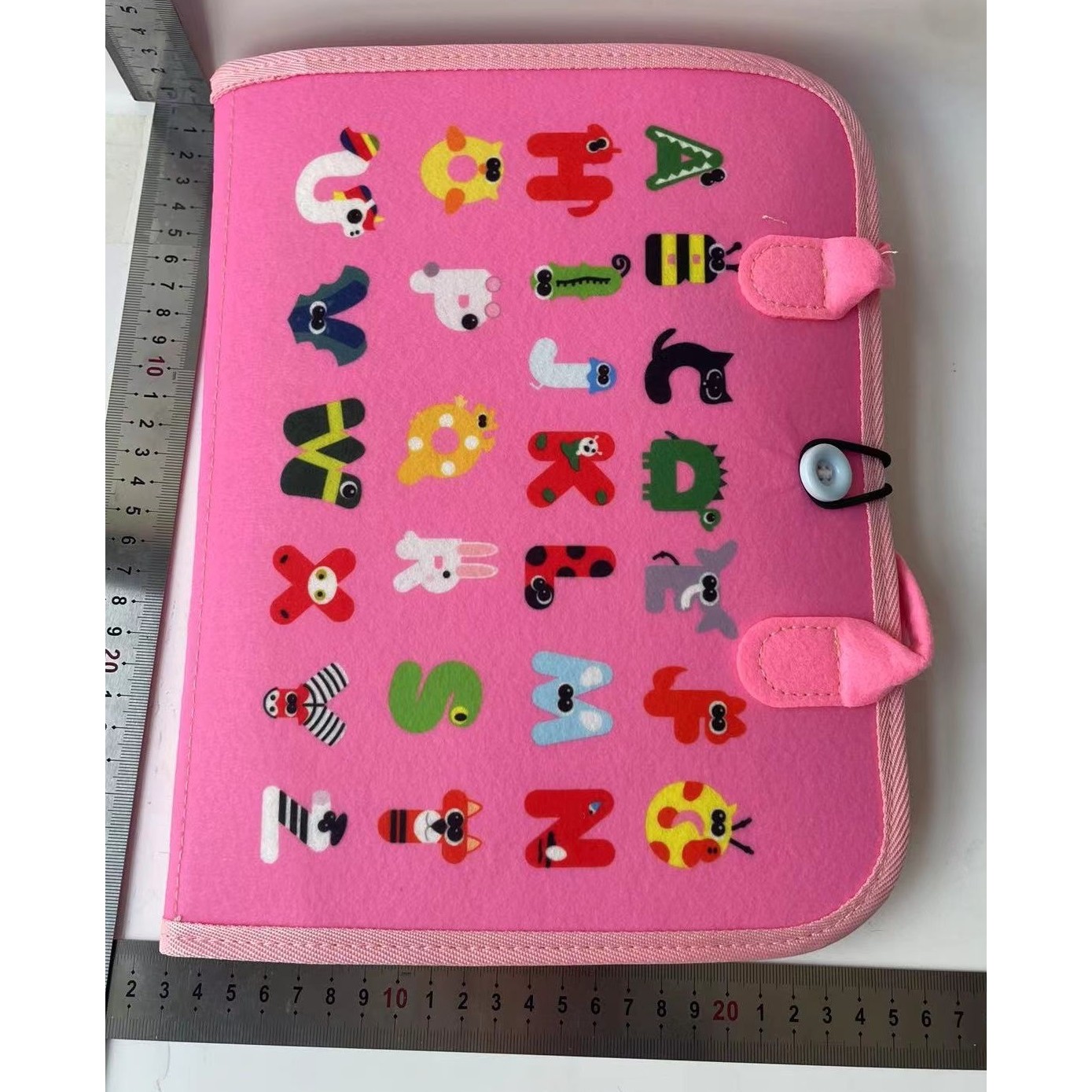 Carte Senzoriala Educativa Montessori, , Dezvoltare Abilitati Motorii, 3 Pagini, Model Sirena si Alfabet, 28x25x4 cm, Roz - imagine 2
