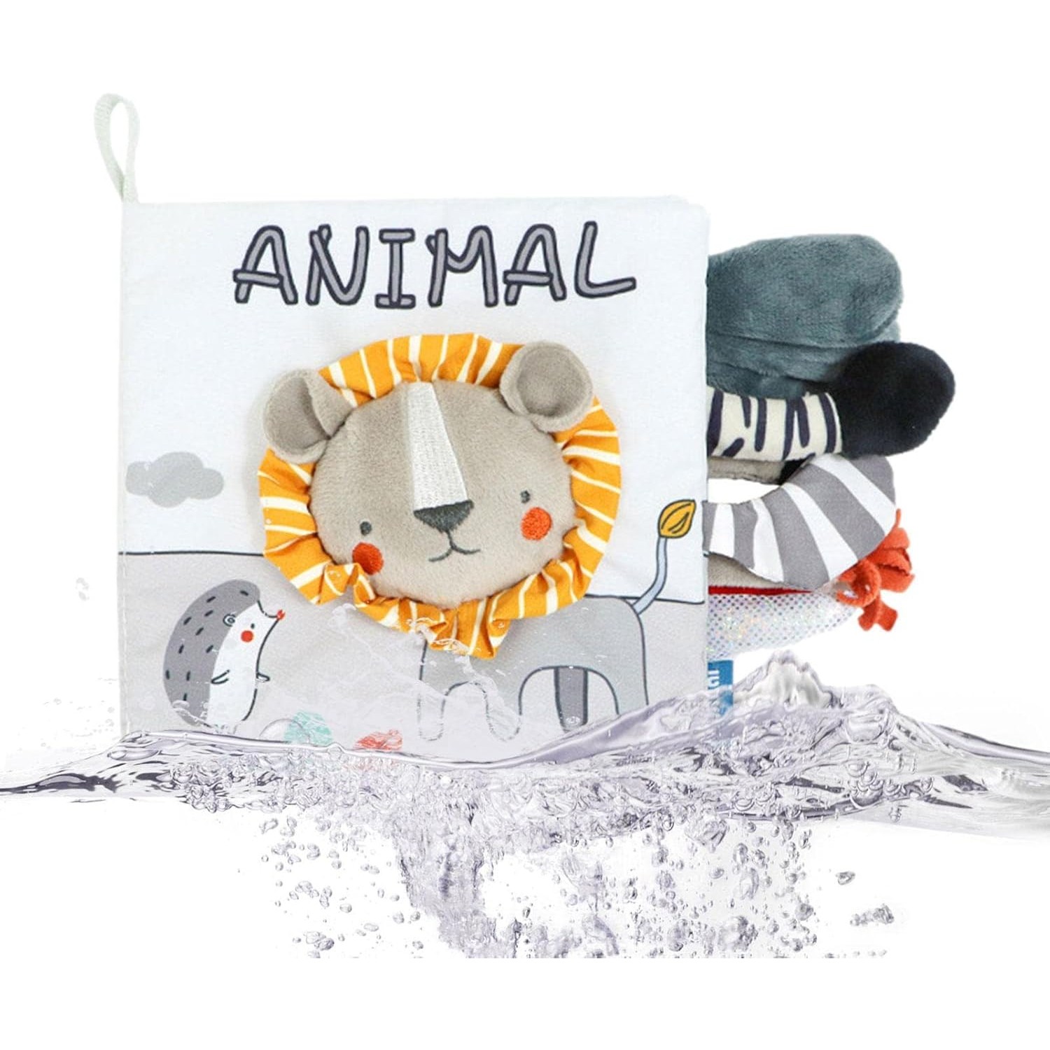 Carte Senzoriala, , pentru Bebelusi, 15x16x6 cm, cu Animalute, 3D, Cu Sunete si Fosnete, 0-3 Ani, Model Leu, Gri - imagine 2