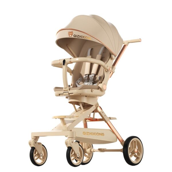 Carucior Sport  3in1, 6-36 Luni, Pliabil, Tavita pentru Masa, Pat de Dormit, Centura de Siguranta, Roti 360 Grade, Reversibil, Parasolar, Maner Reglabil, 64 x 35 x 100 cm, Bej