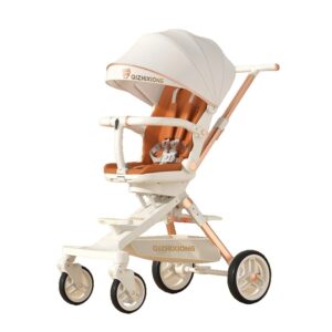 Carucior Sport  3in1, 6-36 Luni, Pliabil, Tavita pentru Masa, Pat de Dormit, Centura de Siguranta, Roti 360 Grade, Reversibil, Parasolar, Maner Reglabil, 64 x 35 x 100 cm, Alb