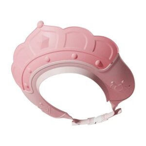 Casca de Dus, , Previne Scurgerea Apei si Samponului pe Fata, 0-12 Ani, Ajustabila, din TPE+PP, 20 x 23 cm, Model Coroana, Roz