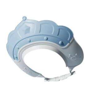 Casca de Dus, , Previne Scurgerea Apei si Samponului pe Fata, 0-12 Ani, Ajustabila, din TPE+PP, 20 x 23 cm, Model Coroana, Albastru