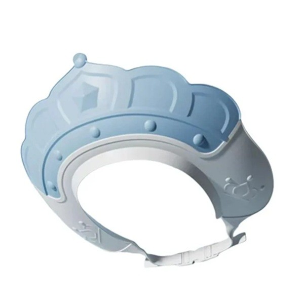 Casca de Dus, , Previne Scurgerea Apei si Samponului pe Fata, 0-12 Ani, Ajustabila, din TPE+PP, 20 x 23 cm, Model Coroana, Albastru