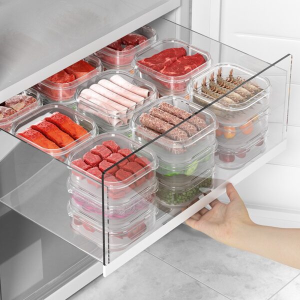 Caserola Alimentara, , Cutie pentru Pastrare a Alimentelor, Cutie Depozitare pentru Frigider, Sigilata Dreptunghiulara, din Plastic, 12 x 12 x 4.5 cm, 350ml, Transparent - imagine 4