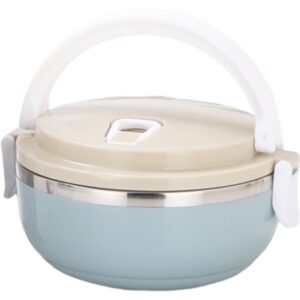 Caserola pentru alimente , lunch box, 700 ml, otel inoxidabil, maner, valva aerisire, inchidere etansa, 15 x 8.5 cm, albastru