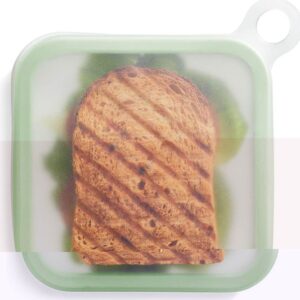 Caserola pentru sandwich , din silicon si polipropilena, portabil, usor de curatat, capac anti-scurgere, reutilizabil, 15.5 x 15.5 x 2.5 cm, verde
