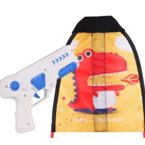 Set 2 Piese Jucarie Interactiva, , Pistol de Catapultare + Zmeu, din Plastic si Panza, +8 Ani, Impermeabil, Model Dragon cu Flacari, Multicolor