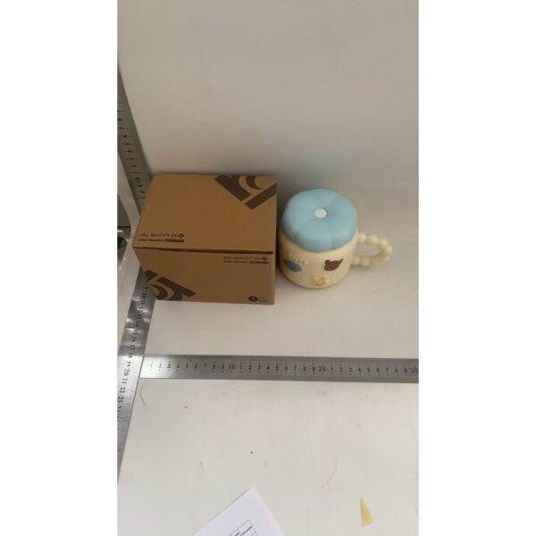 Cana pentru Copii, , din Portelan, print Figurine Animalute, Model CUTE, Cana cu Capac, Ceasca pentru Cafea, Ceai, 400ml Galben deschis - imagine 2