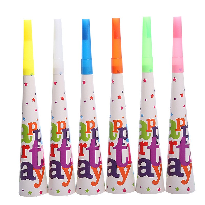 Set 6 Suflatori, , Colectia Happy Birthday, 20 cm, din Carton, Multicolor
