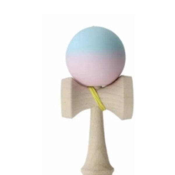 Jucarie Interactiva Kendama, , din Lemn, 18 cm, Joc de Indemanare pentru Copii si Adulti, Model Gradient 5, Albastru/Lila - imagine 2