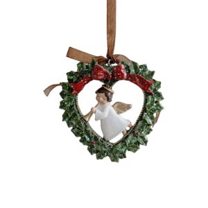 Decoratiune de Craciun, , pentru Brad, Model Ghirlanda cu Inger, 7.5 x 7.5 cm, din Rasina, Multicolor