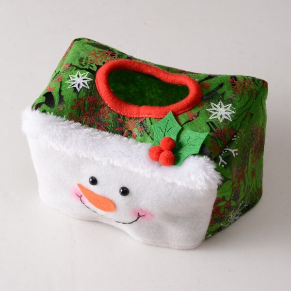 Cutie Decorativa pentru Servetele, , Model Om de Zapada, Tematica Craciun, 16 x 10 cm, Verde - imagine 2