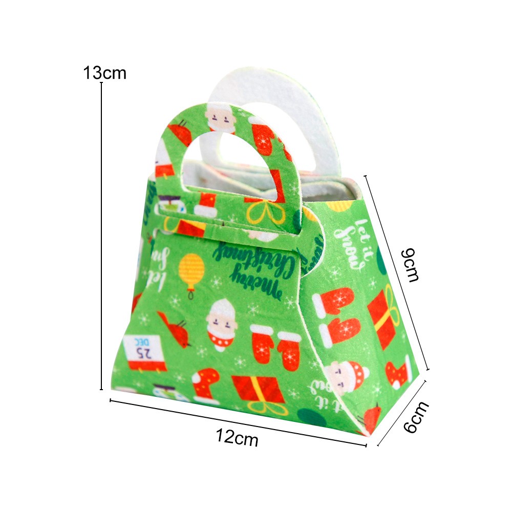 Geanta pentru Copii, , Pliabila, pentru Cadouri de Craciun, din Panza Netesuta, 13 x 12 x 6 cm, Verde - imagine 4