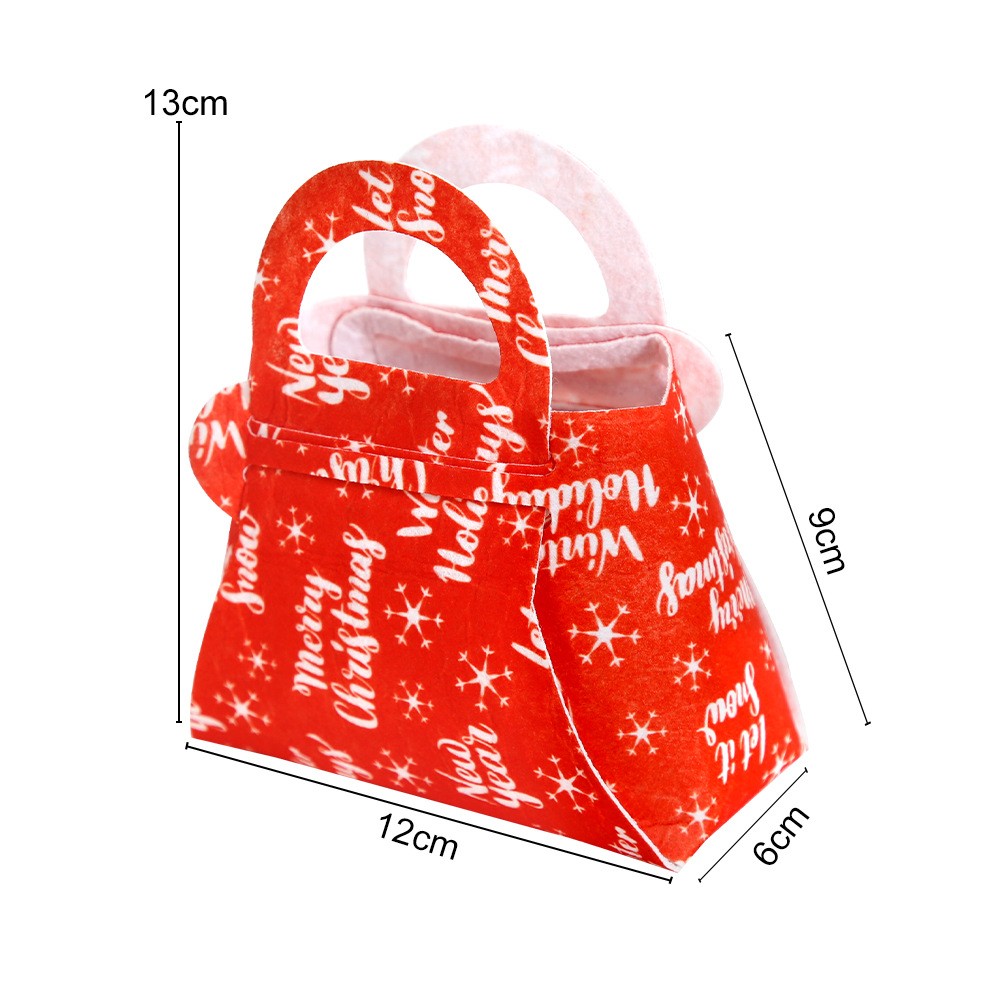 Geanta pentru Copii, , Pliabila, pentru Cadouri de Craciun, din Panza Netesuta, Merry Christmas, 13 x 12 x 6 cm, Rosu - imagine 4