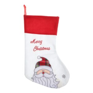 Ciorap Cadouri, culoare alba, imprimeu Mos Craciun, marimea 16x30 cm,