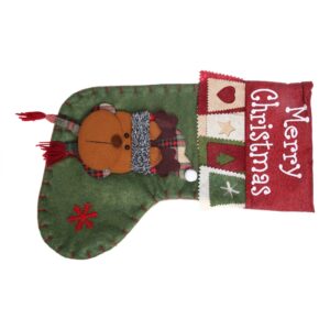 Ciorap Cadouri, ,cu model ren,verde, marimea 20x40 cm, textil, interior