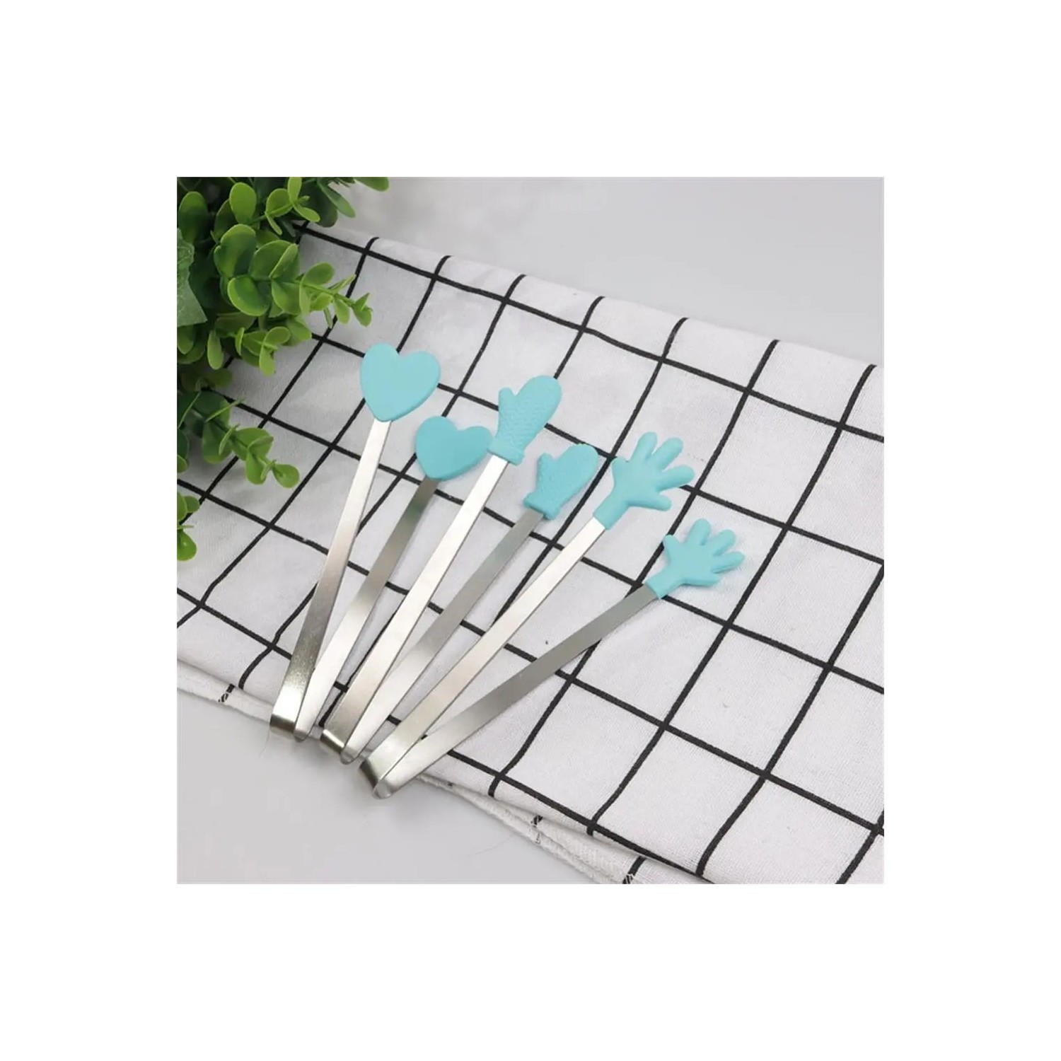 Cleste Creativ pentru Mancare, , Model Manusi din Silicon, 14.5x3 cm, Rezistent la Temperaturi Inalte si Coroziune, Albastru - imagine 4