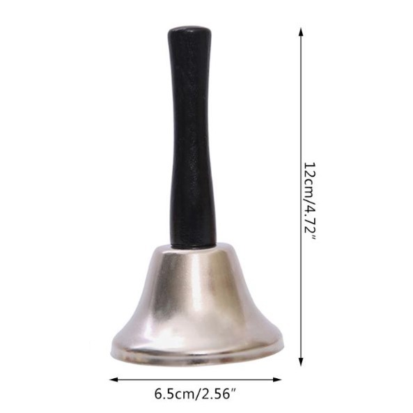 Clopotel de Craciun Metalic, , Maner din Lemn, Circumferinta 6.5 cm, Lungime 12 cm, Argintiu - imagine 4