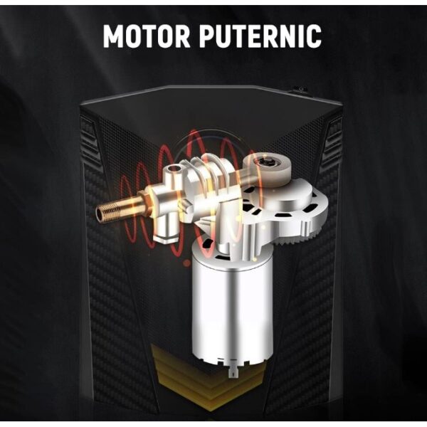 Compresor Auto Portabil cu Lanterna si Afisaj Electornic , DC 12V, 120W, 35L/min, Cablu de alimentare 3m, Pompa Biciclete, Moto, Mingi, Saltele, Max 10.3bar, lumina LED, Negru - imagine 4