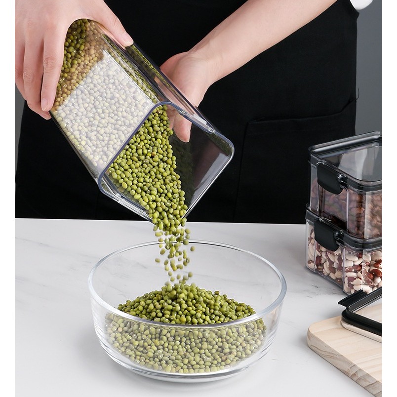 Recipient din Plastic, , pentru Alimente/Obiecte, Inchidere Ermetica, 10.2 x 18.5 cm, 1300 ml, Transparent - imagine 3