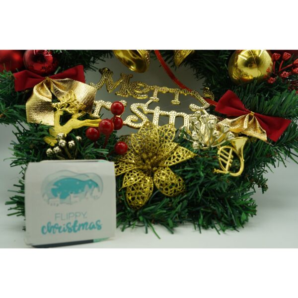 Coronita de Craciun pentru usa, Rosu/Auriu/Verde, 40 cm, PVC, Artificiala, Decorata, Interior/Exterior, - imagine 4