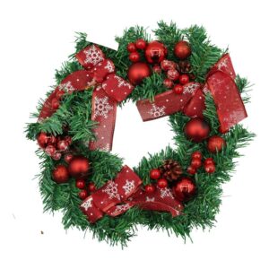 Coronita de Craciun pentru usa, Rosu/Verde, 35 cm, PVC, Artificiala, Decorata, Interior/Exterior,