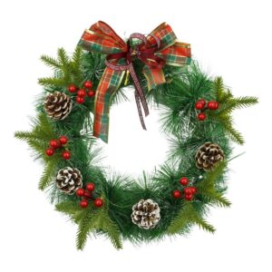 Coronita de Craciun pentru usa, Rosu/Verde, 40 cm, PVC, Artificiala, Decorata, Interior/Exterior,