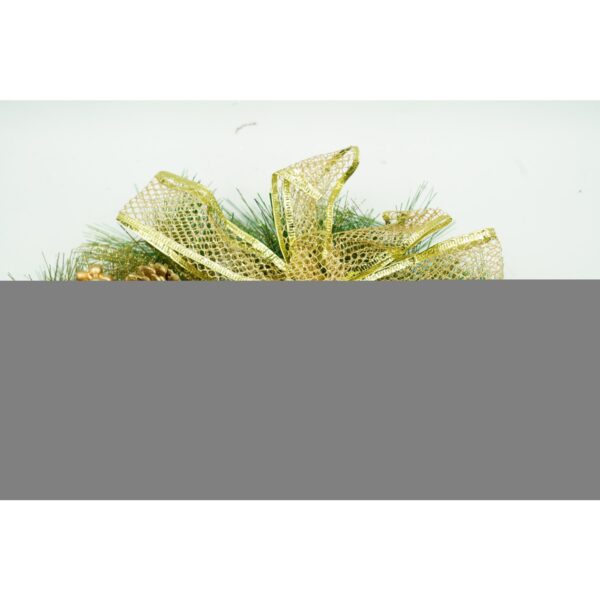 Coronita de Craciun pentru usa, Verde-Auriu, 40 cm, PVC, Artificiala, Decorata, Interior/Exterior, - imagine 2