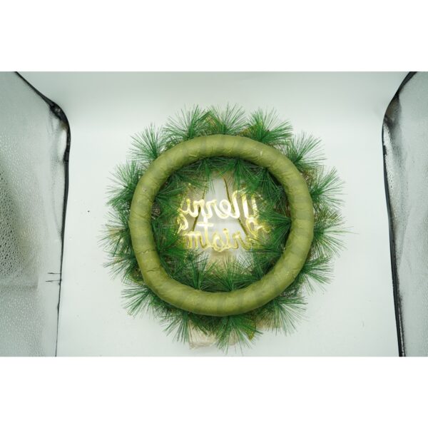 Coronita de Craciun pentru usa, Verde-Auriu, 40 cm, PVC, Artificiala, Decorata, Interior/Exterior, - imagine 4