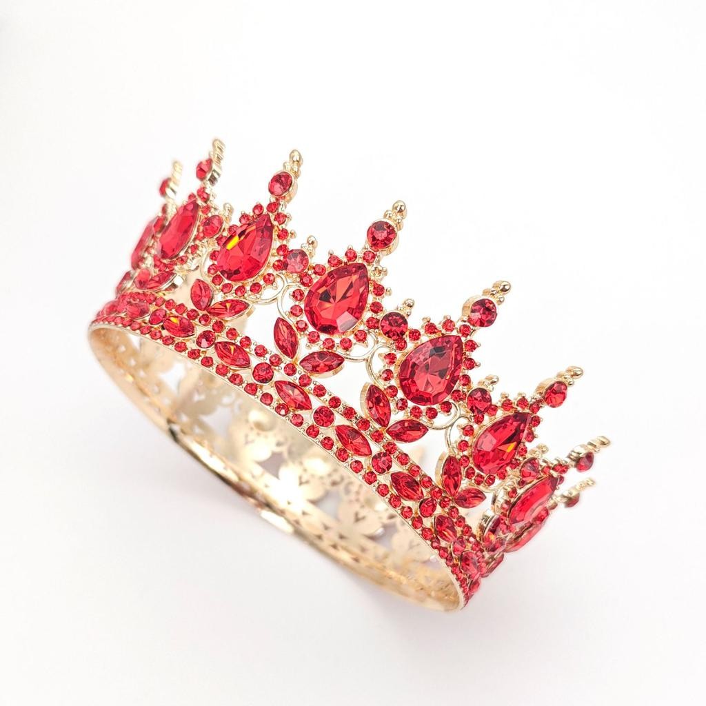 Diadema, , din Aliaj, cu Cristale, Accesoriu Par, Aniversare, Nunta, Petrecere, 15.5 x 5.3 cm, Rosu - imagine 2