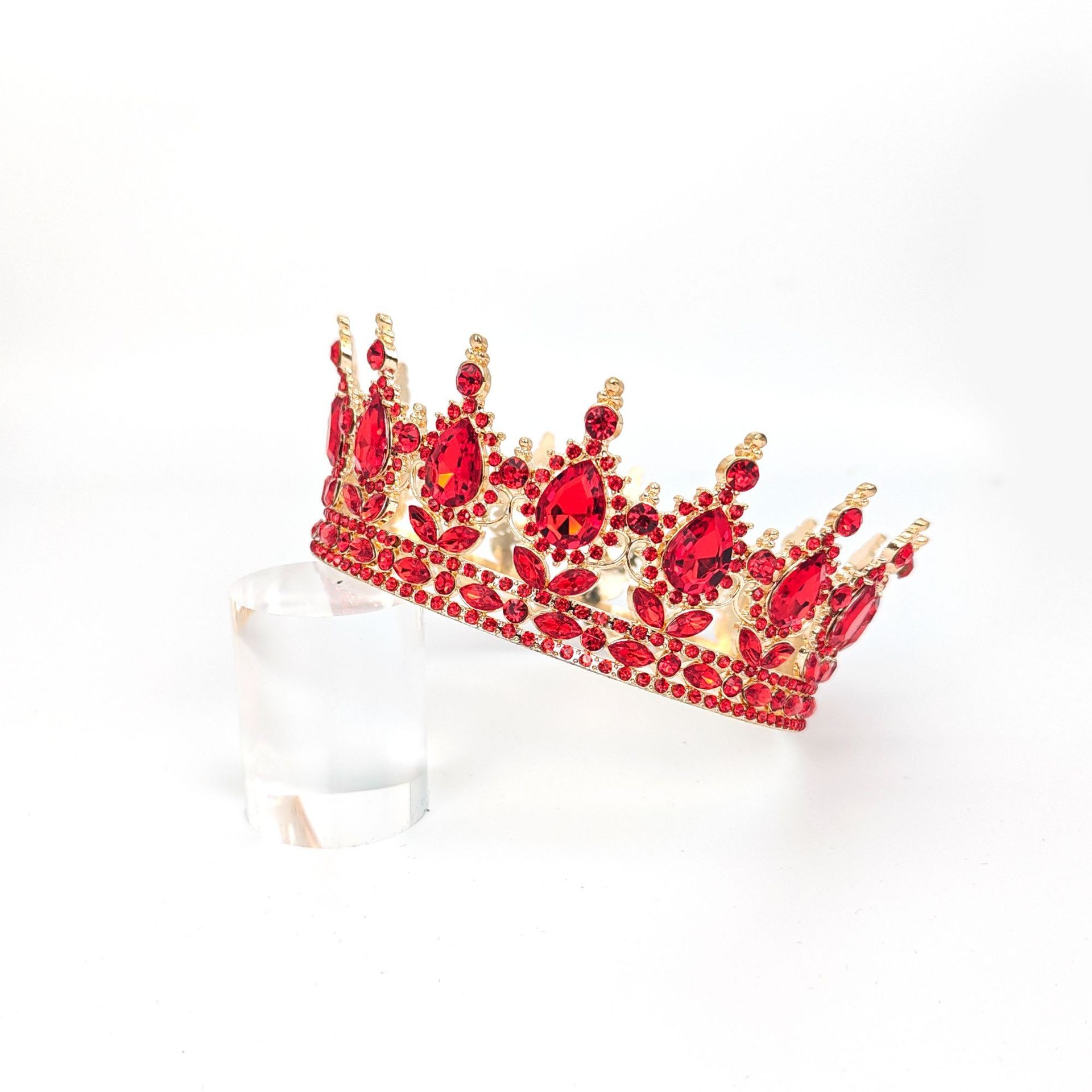 Diadema, , din Aliaj, cu Cristale, Accesoriu Par, Aniversare, Nunta, Petrecere, 15.5 x 5.3 cm, Rosu - imagine 4