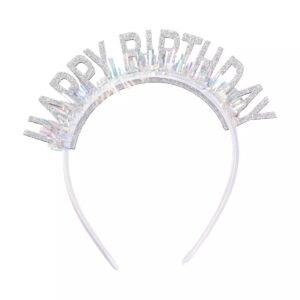 Coronita Decorativa pentru Petreceri, , Tema Aniversare, Model Happy Birthday, Marime Universala, Argintiu
