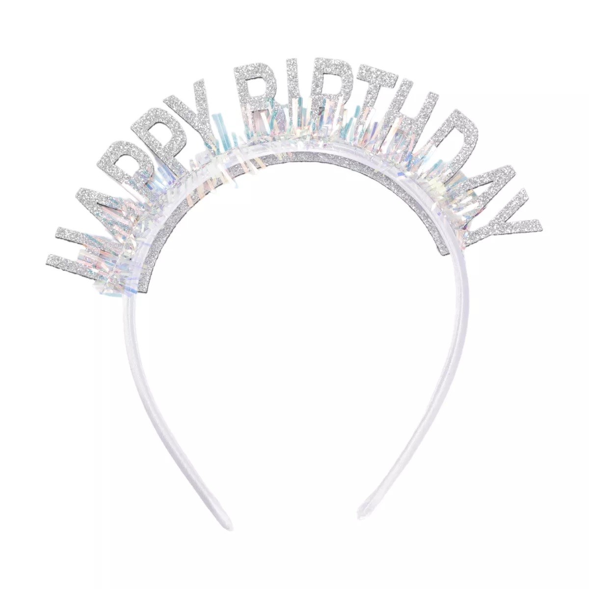 Coronita Decorativa pentru Petreceri, , Tema Aniversare, Model Happy Birthday, Marime Universala, Argintiu