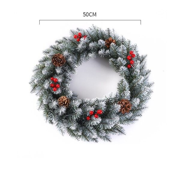 Coronita pentru Craciun , 50 cm, din brad artificial, decorata cu conuri si merisoare, Alb - imagine 4