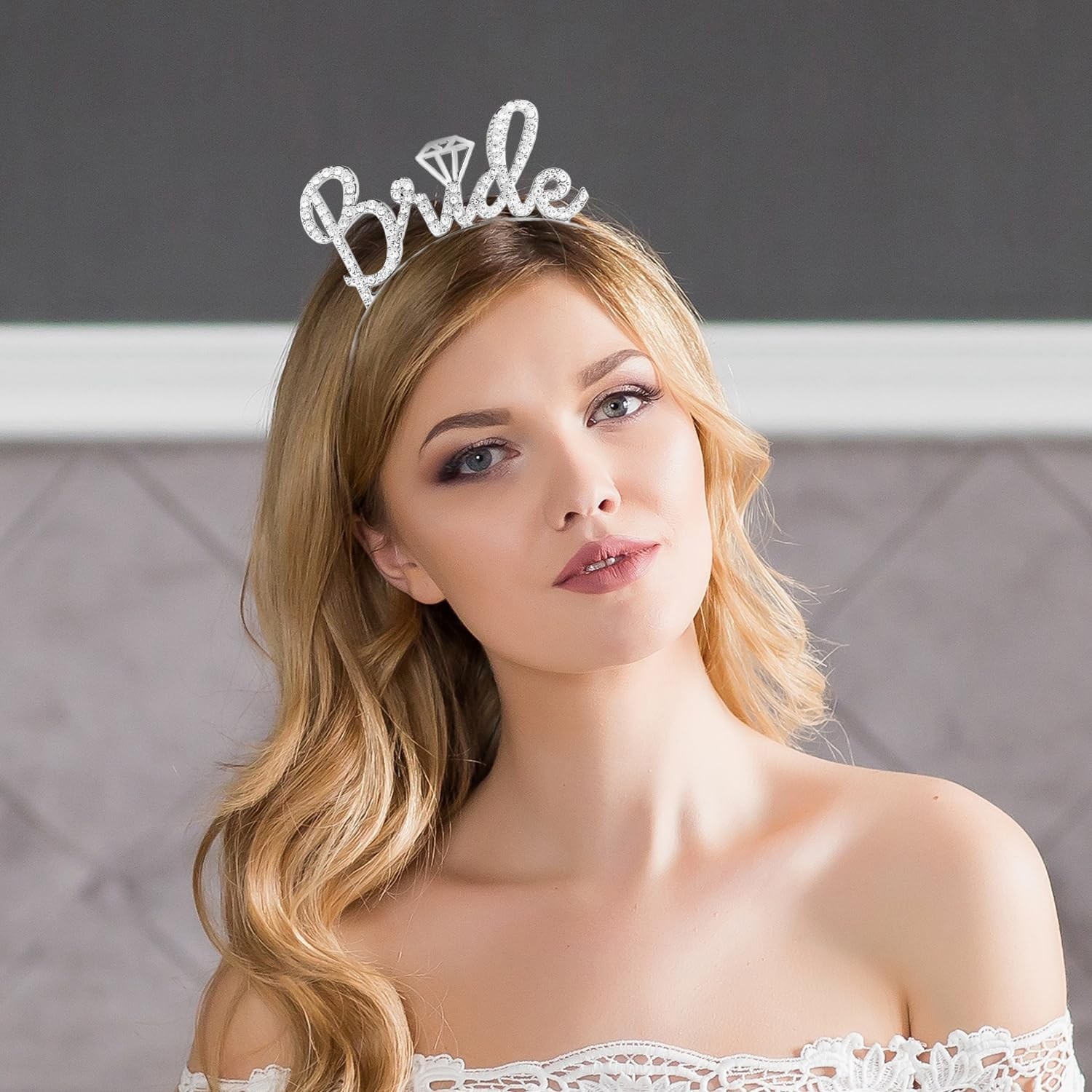 Coronita pentru Mireasa, , Model Bride, cu Cristale, Marime Universala, 12.5 x 14.5 cm, Alb - imagine 3
