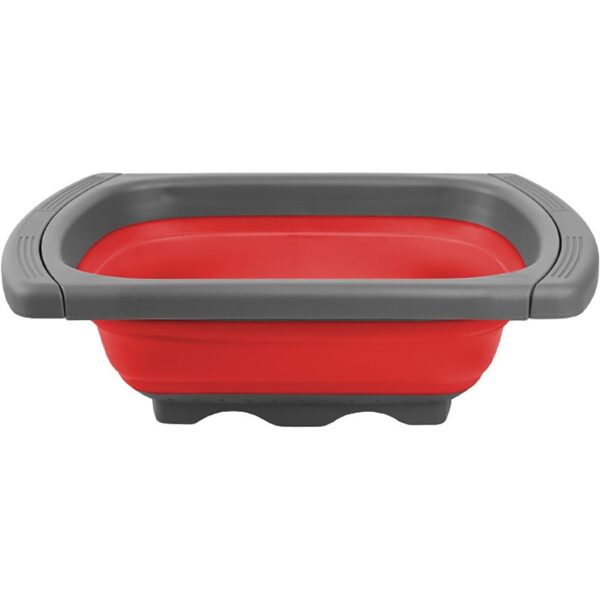 Cos de Scurgere Retractabil pentru Chiuveta, , cu Filtru, pentru Fructe si Legume, de Uz Casnic, 39x12 cm, Design Extensibil pana la 61 cm, cu Manere de Prindere, Rosu - imagine 4