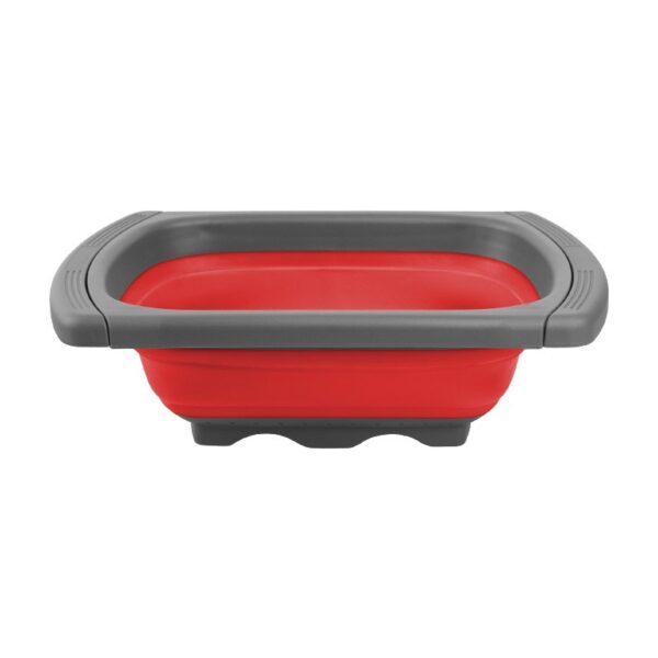 Cos de Scurgere Retractabil pentru Chiuveta, , cu Filtru, pentru Fructe si Legume, de Uz Casnic, 39x12 cm, Design Extensibil pana la 61 cm, cu Manere de Prindere, Rosu
