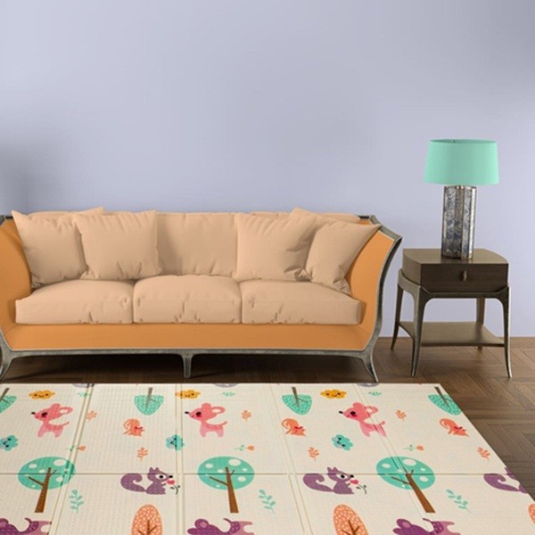 Covoras pentru Copii, , cu 2 Fete, Model Caprioare/Panda, din XPE+PE, Impermeabil, Antiderapant, Protectie Termica, +3 Luni, Pliabil, 150 x 200 x 1 cm, Multicolor - imagine 4