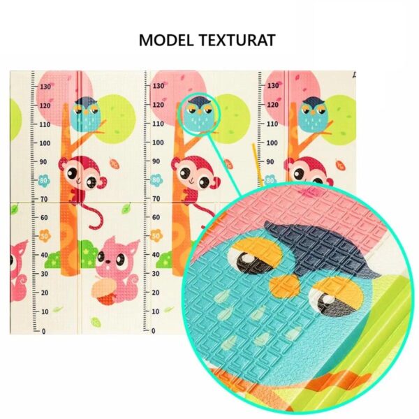 Covoras pentru Copii, , cu 2 Fete, Model Maimute/Indieni, din XPE+PE, Impermeabil, Antiderapant, Protectie Termica, +3 Luni, Pliabil, 150 x 200 x 1 cm, Multicolor - imagine 4