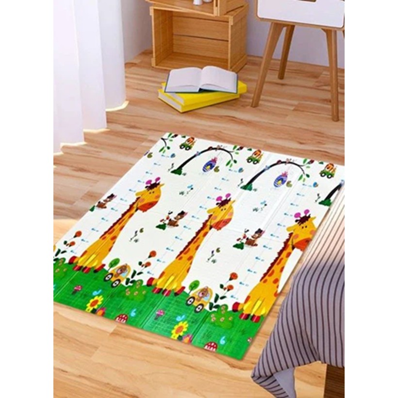 Covoras pentru Copii, , cu 2 Fete, Model Trafic/Girafe, din XPE+PE, Impermeabil, Antiderapant, Protectie Termica, +3 Luni, Pliabil, 180 x 200 x 1 cm, Multicolor - imagine 3