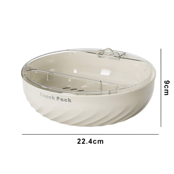 Bol cu Doua Straturi, , pentru Fructe, Legume, Snacks, cu Strat de Scurgere a Apei, Suport pentru Telefonul Mobil, 22.4x9 cm, Crem - imagine 4