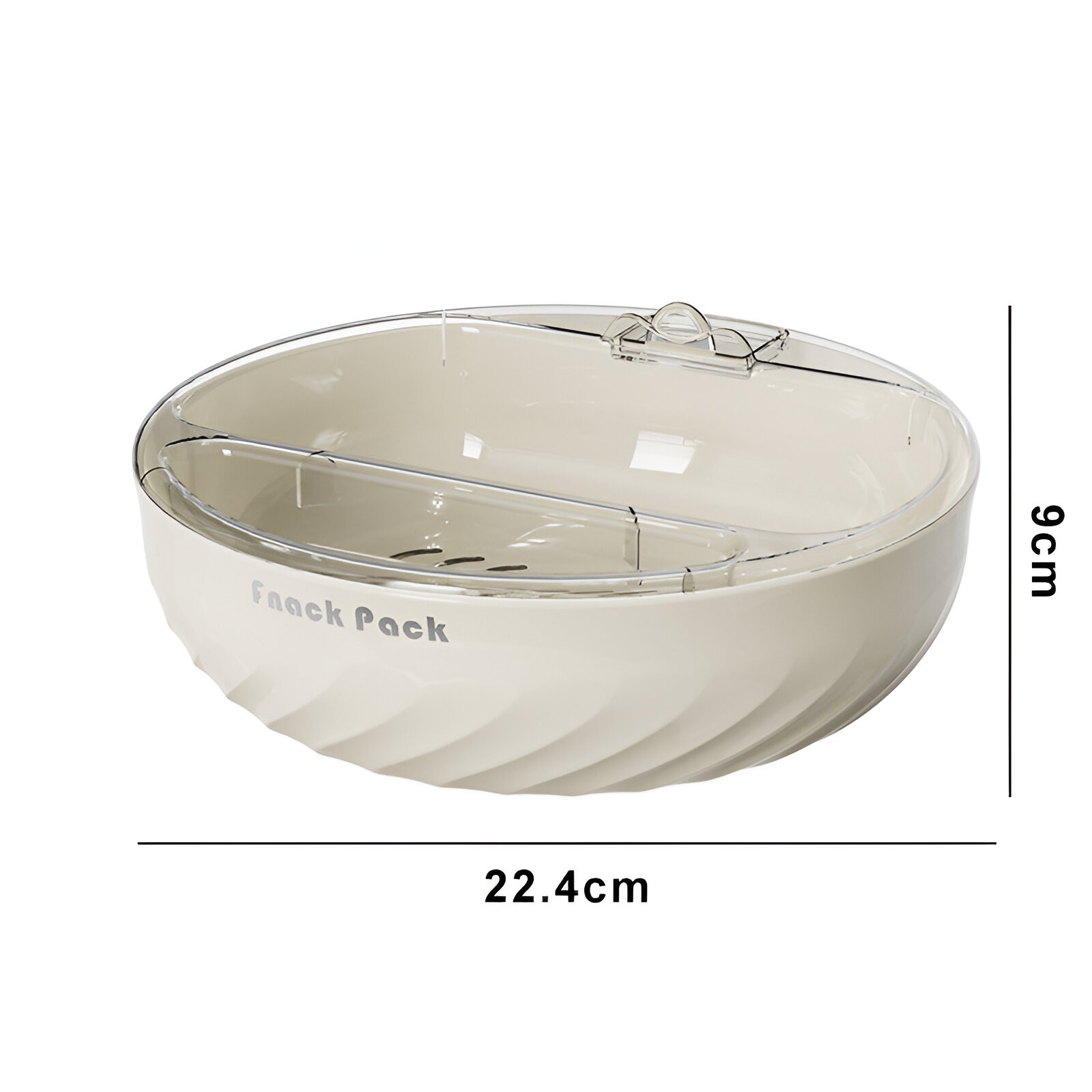 Bol cu Doua Straturi, , pentru Fructe, Legume, Snacks, cu Strat de Scurgere a Apei, Suport pentru Telefonul Mobil, 22.4x9 cm, Crem - imagine 4