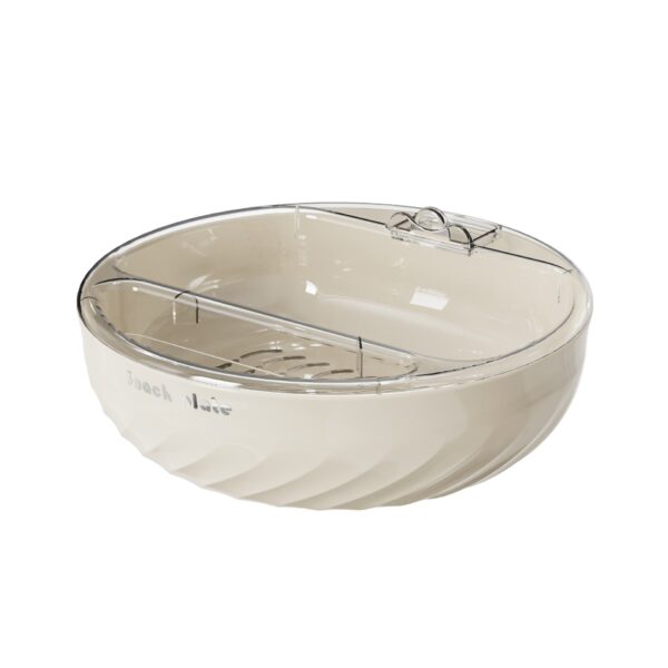 Bol cu Doua Straturi, , pentru Fructe, Legume, Snacks, cu Strat de Scurgere a Apei, Suport pentru Telefonul Mobil, 22.4x9 cm, Crem