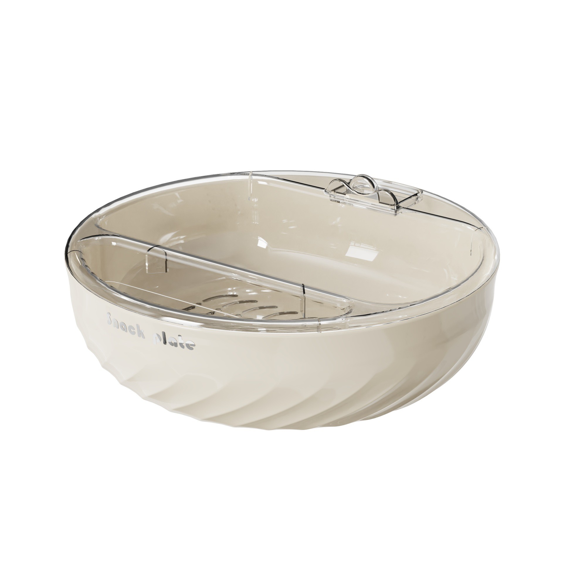 Bol cu Doua Straturi, , pentru Fructe, Legume, Snacks, cu Strat de Scurgere a Apei, Suport pentru Telefonul Mobil, 22.4x9 cm, Crem