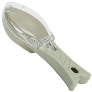 Curatator Manual Solzi de Peste, , Forma Peste , Recipient cu Capcac pentru Solzi, Plastic, Verde deschis, 16x6 cm