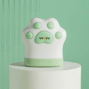 Ruleta Portabila, , Ruleta mini pentru Copii, Model Labuta de Pisica, cu Prindere, pentru Masurat Diametrul, 5.5 x 6.5 cm, Banda 1.5m, Verde