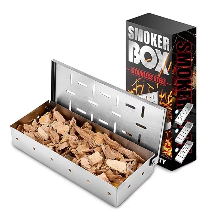 Cutie de afumator pentru gratar , Inox, 9.6x4.4x22.2 cm, Argintiu