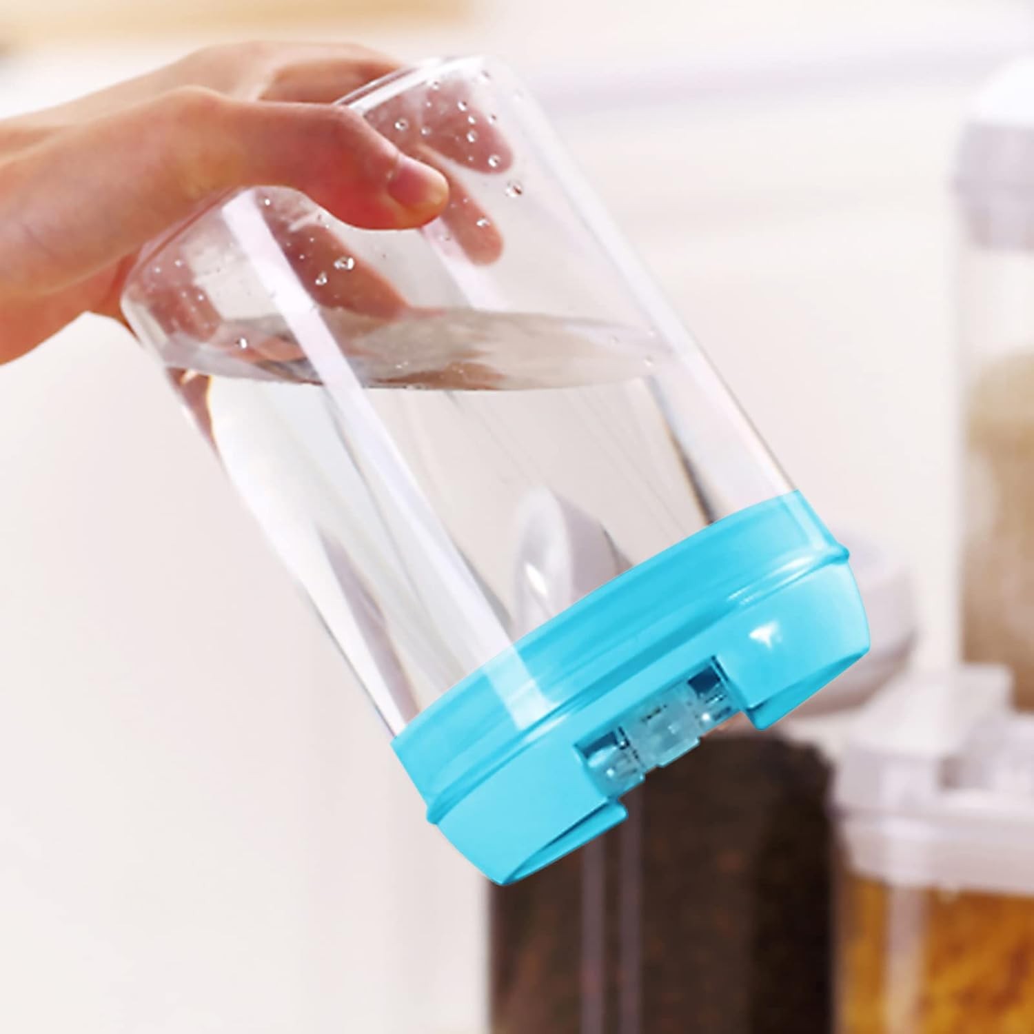 Cutie de Depozitare Alimente, , 0.8L, Capac Albastru, din PP+PET, Inchidere Ermetica, 10 x 10 x 15.5 cm, Transparent - imagine 2